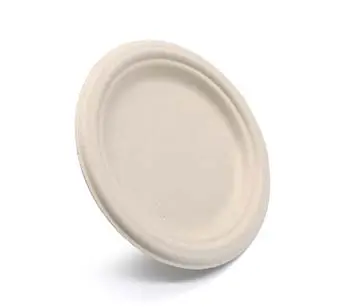 7 인치 사탕 수수 Bagasse 휴대용 생분해 성 내열성 방수 흰색 일회용 디너 플레이트