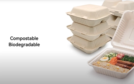 생분해 성 Bagasse 섬유 클램 쉘 컨테이너