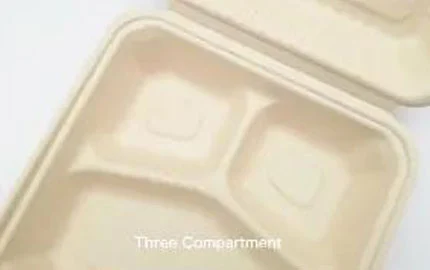 지속 가능한 생분해성 식물 기반 일회용 9 인치 3 콤프 클램 쉘 박스