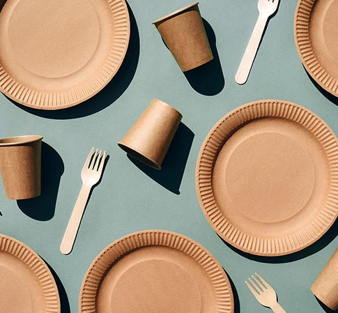 식당에서 사용되는 Compostable 식기